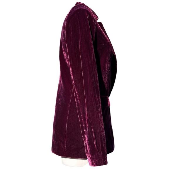 Banana Republic Burgundy Velvet Blazer New Size 2 Long - Picture 3 of 8